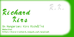 richard kirs business card